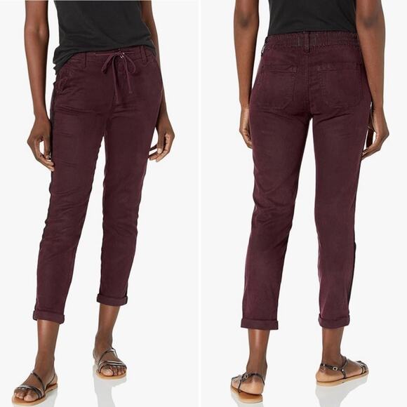 NEW PAIGE Women's Christy Off Duty High Rise Tapered Pant in Vintage Deep Berry - Picture 1 of 8